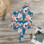 Casino Poker Pattern Print One Shoulder Bodysuit