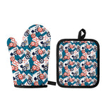 Casino Poker Pattern Print Oven Mitt And Pot Holder Set