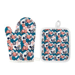 Casino Poker Pattern Print Oven Mitt And Pot Holder Set