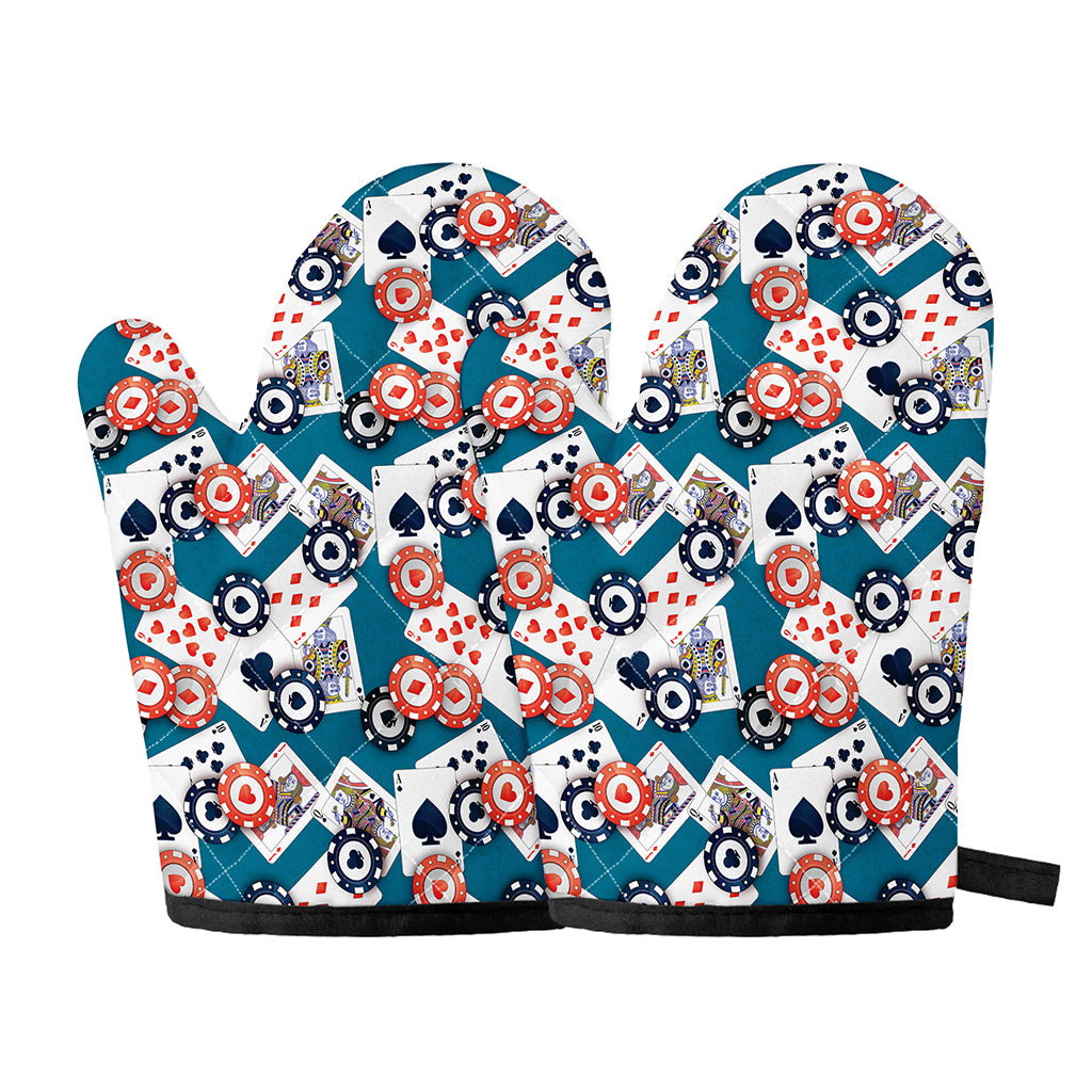 Casino Poker Pattern Print Oven Mitts