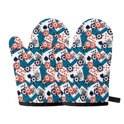 Casino Poker Pattern Print Oven Mitts