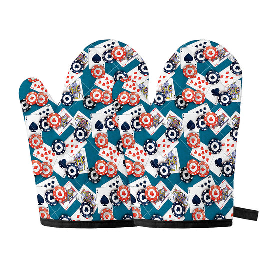 Casino Poker Pattern Print Oven Mitts