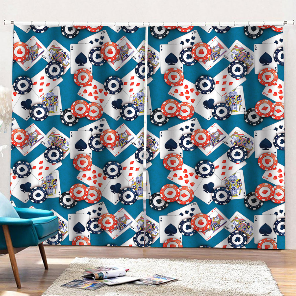 Casino Poker Pattern Print Pencil Pleat Curtains