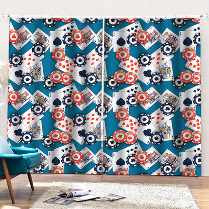 Casino Poker Pattern Print Pencil Pleat Curtains