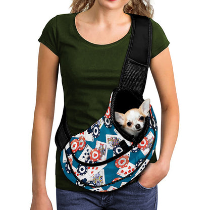 Casino Poker Pattern Print Pet Sling Carrier