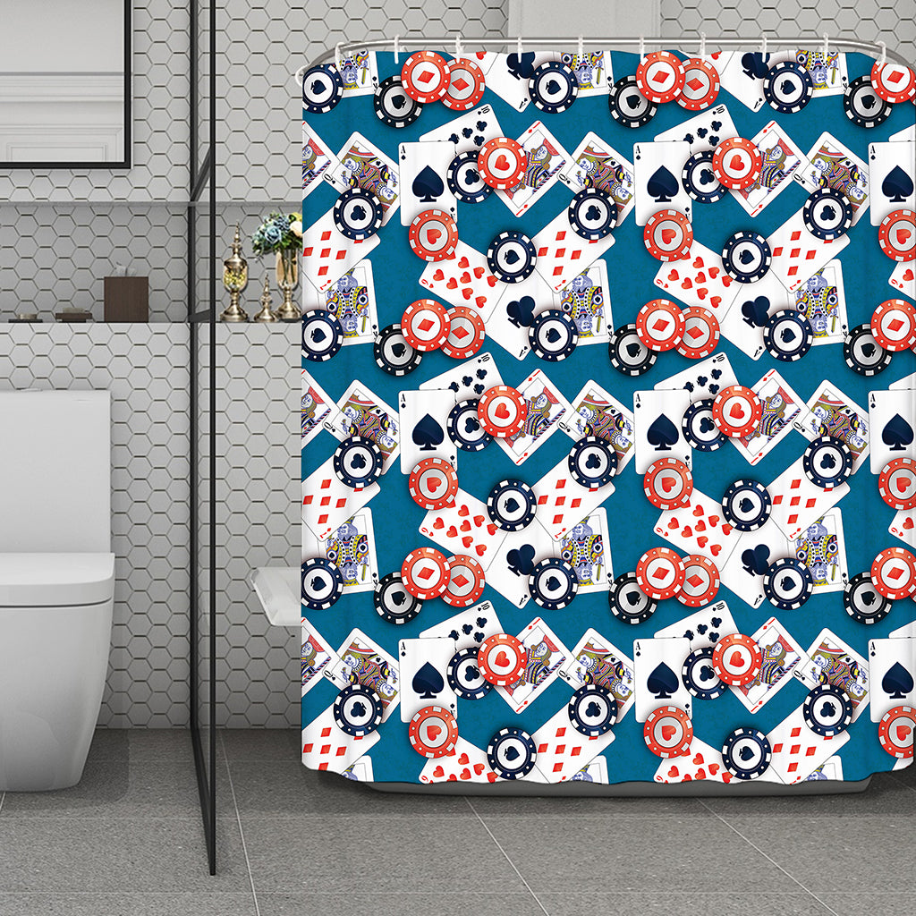 Casino Poker Pattern Print Polyester Shower Curtain