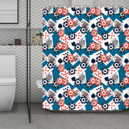 Casino Poker Pattern Print Polyester Shower Curtain