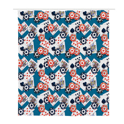 Casino Poker Pattern Print Polyester Shower Curtain