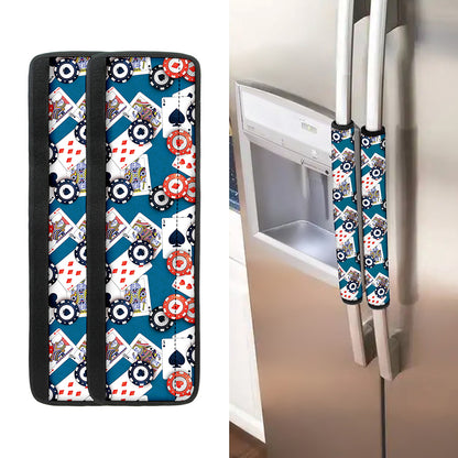Casino Poker Pattern Print Refrigerator Handle Covers
