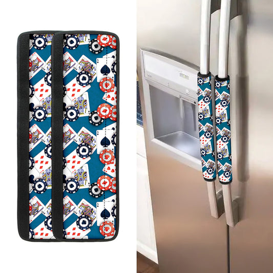 Casino Poker Pattern Print Refrigerator Handle Covers