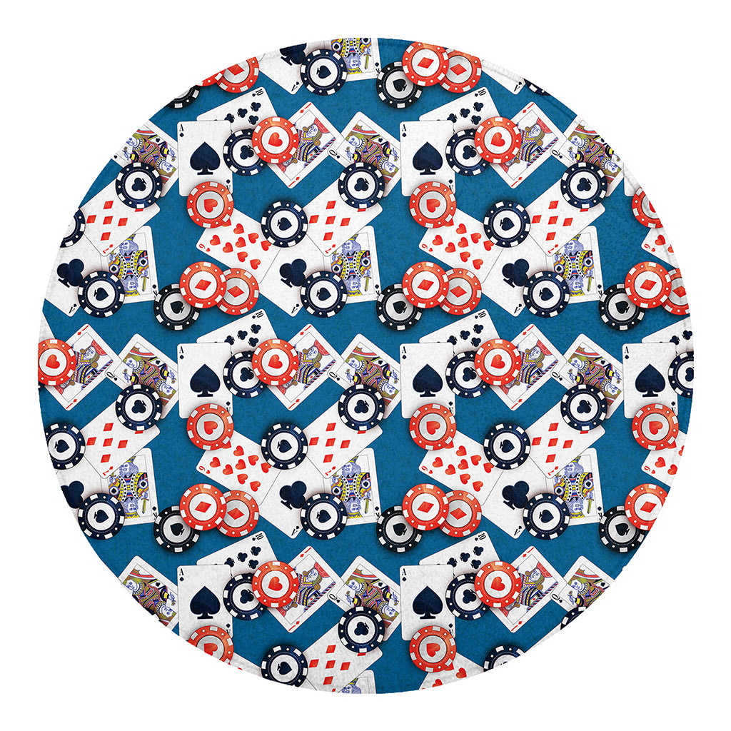 Casino Poker Pattern Print Round Blanket