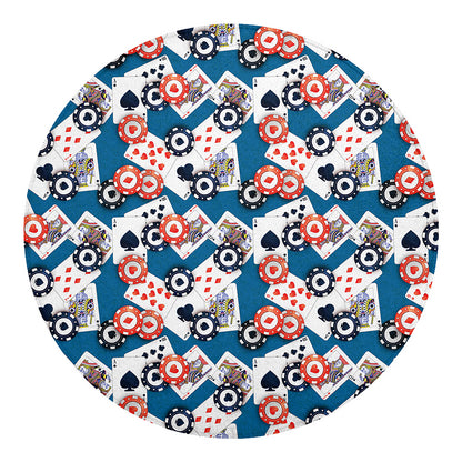 Casino Poker Pattern Print Round Blanket