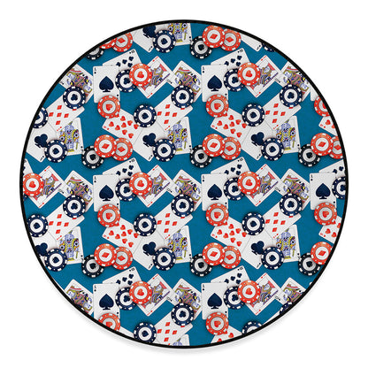 Casino Poker Pattern Print Round Floor Mat