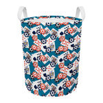Casino Poker Pattern Print Round Laundry Basket