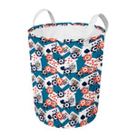 Casino Poker Pattern Print Round Laundry Basket