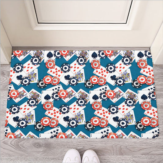 Casino Poker Pattern Print Rubber Doormat
