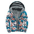Casino Poker Pattern Print Sherpa Lined Zip Up Hoodie
