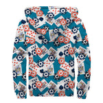 Casino Poker Pattern Print Sherpa Lined Zip Up Hoodie