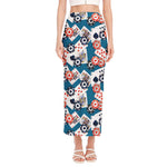 Casino Poker Pattern Print Side Slit Maxi Skirt