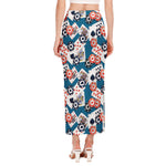Casino Poker Pattern Print Side Slit Maxi Skirt