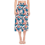 Casino Poker Pattern Print Side Slit Midi Skirt
