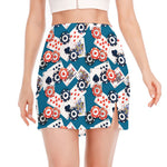 Casino Poker Pattern Print Side Slit Mini Skirt