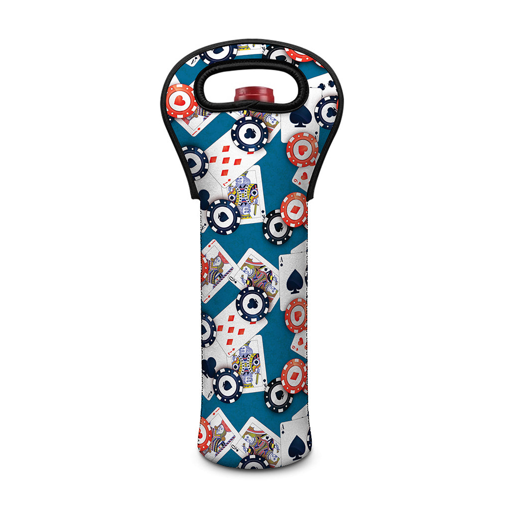 Casino Poker Pattern Print Single Neoprene Wine Tote