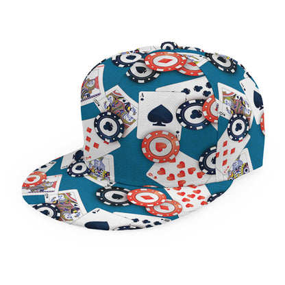 Casino Poker Pattern Print Snapback Cap