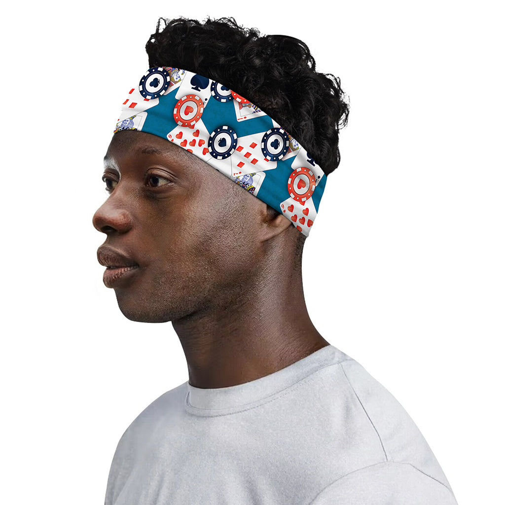 Casino Poker Pattern Print Sports Headband