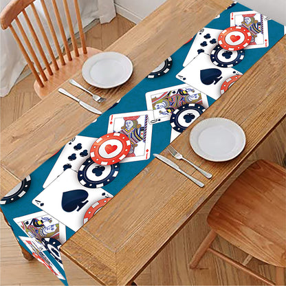 Casino Poker Pattern Print Table Runner