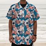 Casino Poker Pattern Print Textured Short Sleeve Shirt