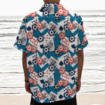Casino Poker Pattern Print Textured Short Sleeve Shirt