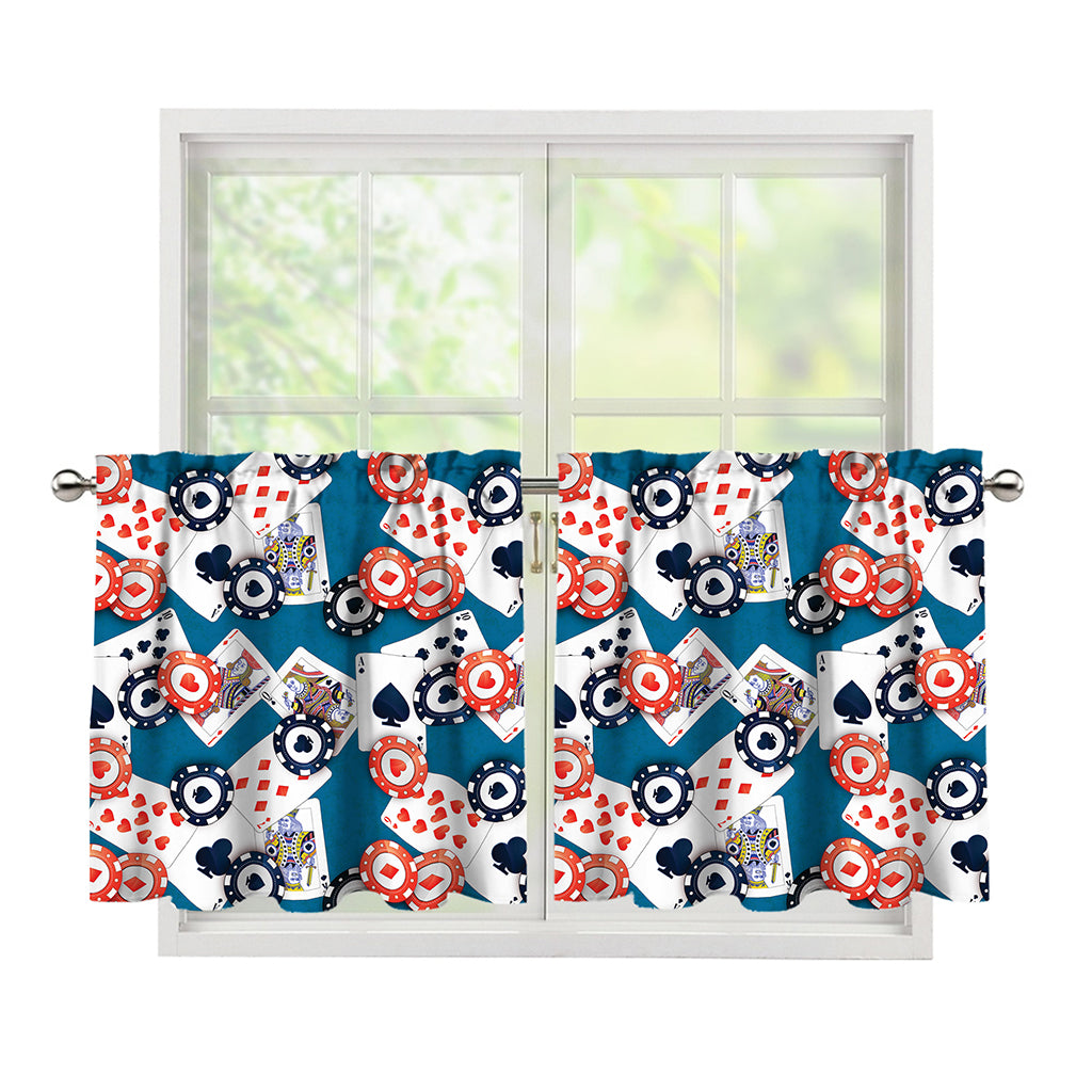 Casino Poker Pattern Print Tier Curtains