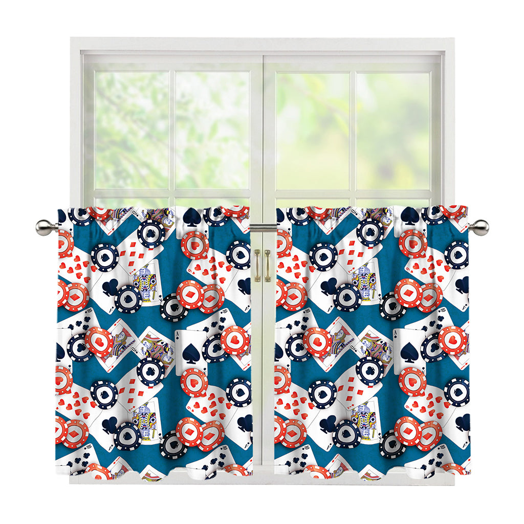 Casino Poker Pattern Print Tier Curtains