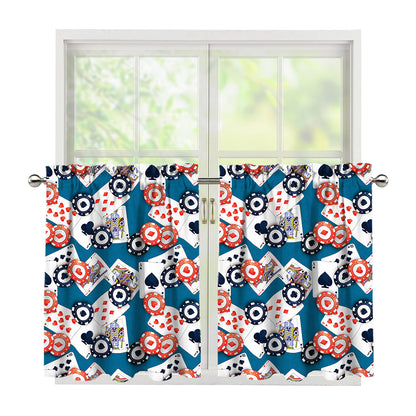 Casino Poker Pattern Print Tier Curtains