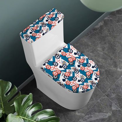 Casino Poker Pattern Print Toilet Lid And Tank Cover Set