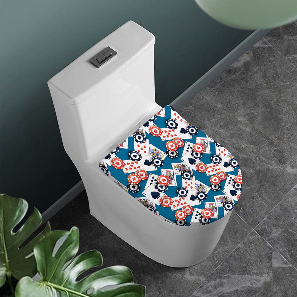 Casino Poker Pattern Print Toilet Lid Cover