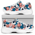 Casino Poker Pattern Print White Chunky Shoes