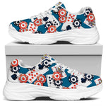 Casino Poker Pattern Print White Chunky Shoes