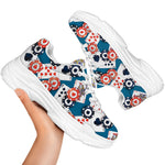 Casino Poker Pattern Print White Chunky Shoes