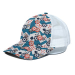 Casino Poker Pattern Print White Mesh Trucker Cap