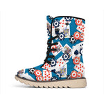 Casino Poker Pattern Print Winter Boots