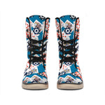 Casino Poker Pattern Print Winter Boots