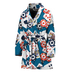 Casino Poker Pattern Print Women's Bathrobe