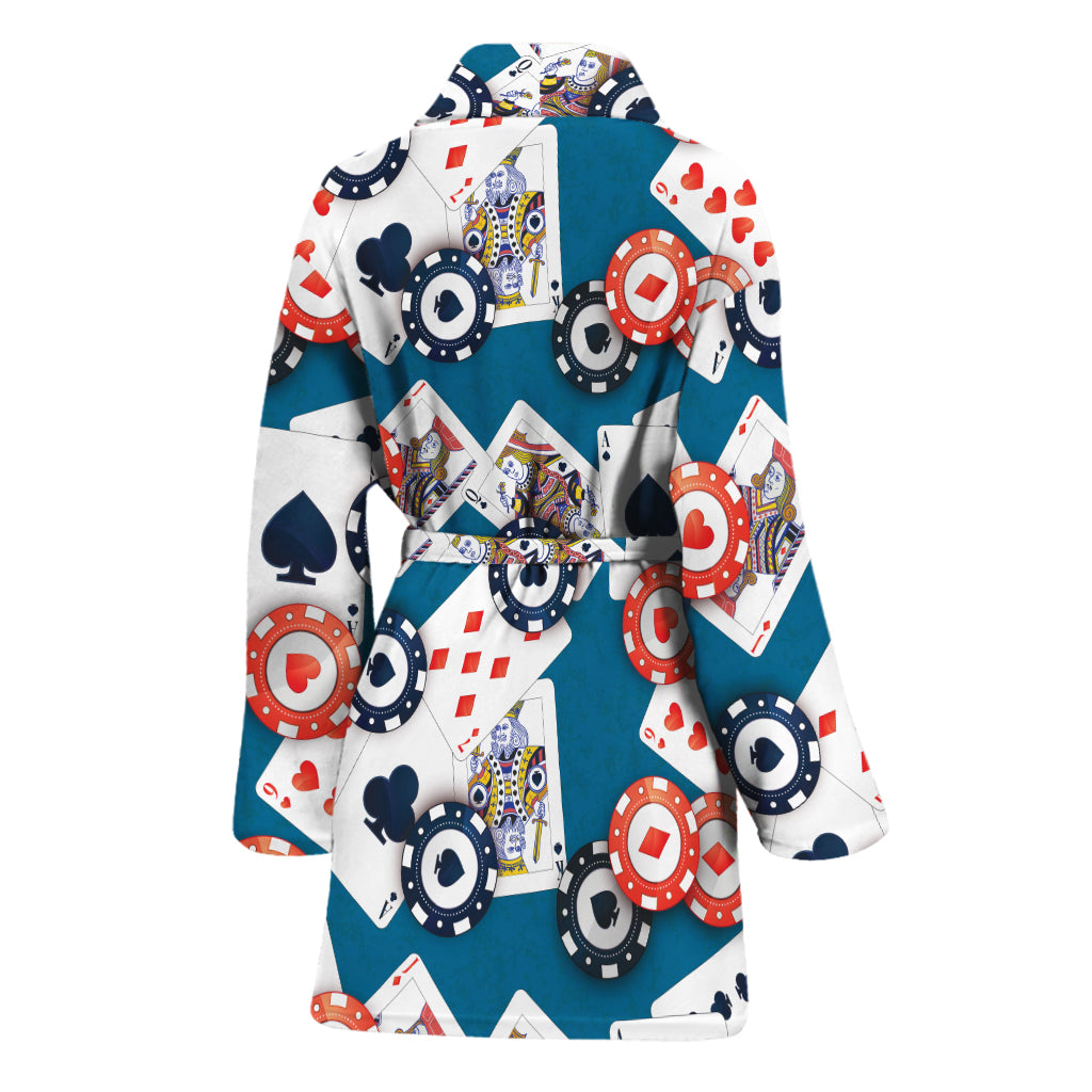 Casino Poker Pattern Print Women's Bathrobe