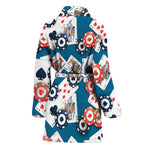 Casino Poker Pattern Print Women's Bathrobe