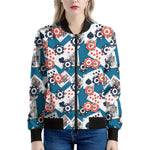 Casino Poker Pattern Print Women's Bomber Jacket