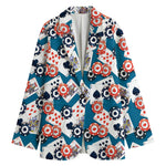 Casino Poker Pattern Print Women's Cotton Blazer