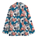 Casino Poker Pattern Print Women's Cotton Blazer