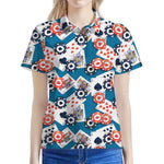 Casino Poker Pattern Print Women's Polo Shirt